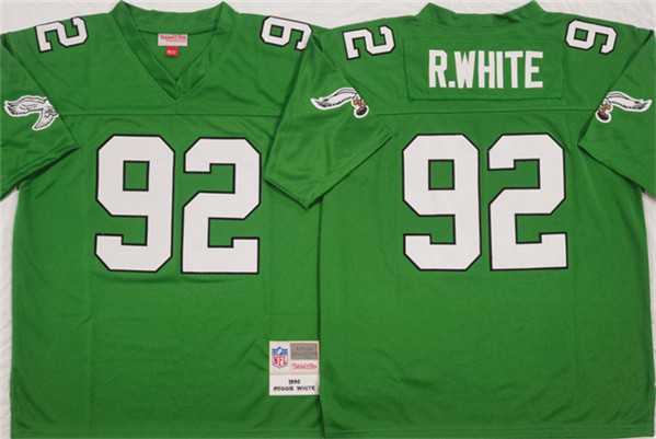 Mens Philadelphia Eagles #92 Reggie White Kelly Green Throwback Football Stitched Jersey->nfl m&n throwback->NFL Jersey